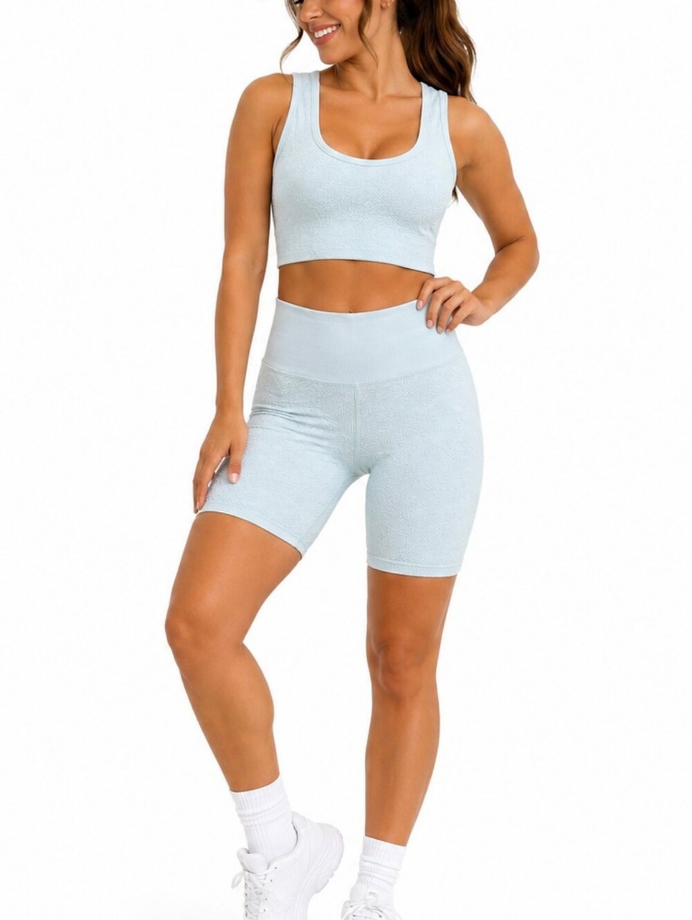 Aerie ($95) Textured Seamless Bike Short & Bra Set NWOT